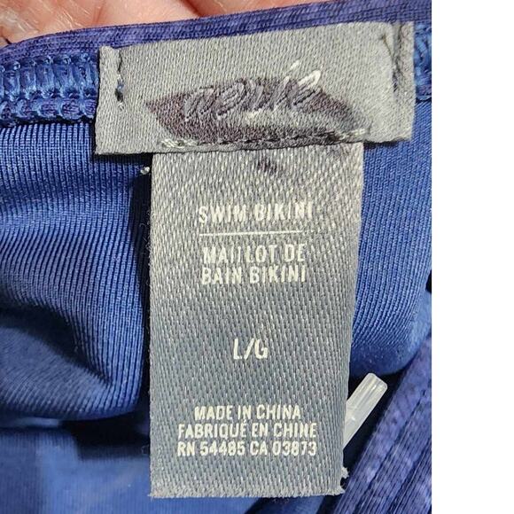 Aerie Side Tie Denim Print String Bikini Blue Large NEW - Picture 3 of 6